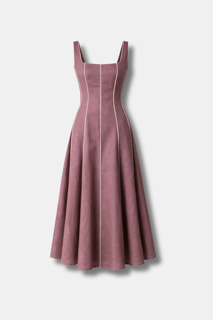 VESTIDO FLORA LINO BERENJENA