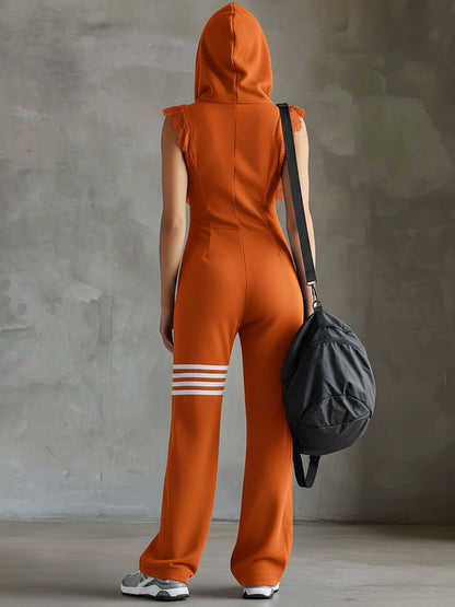 Giada - Mono deportivo de estilo retro con capucha y rayas