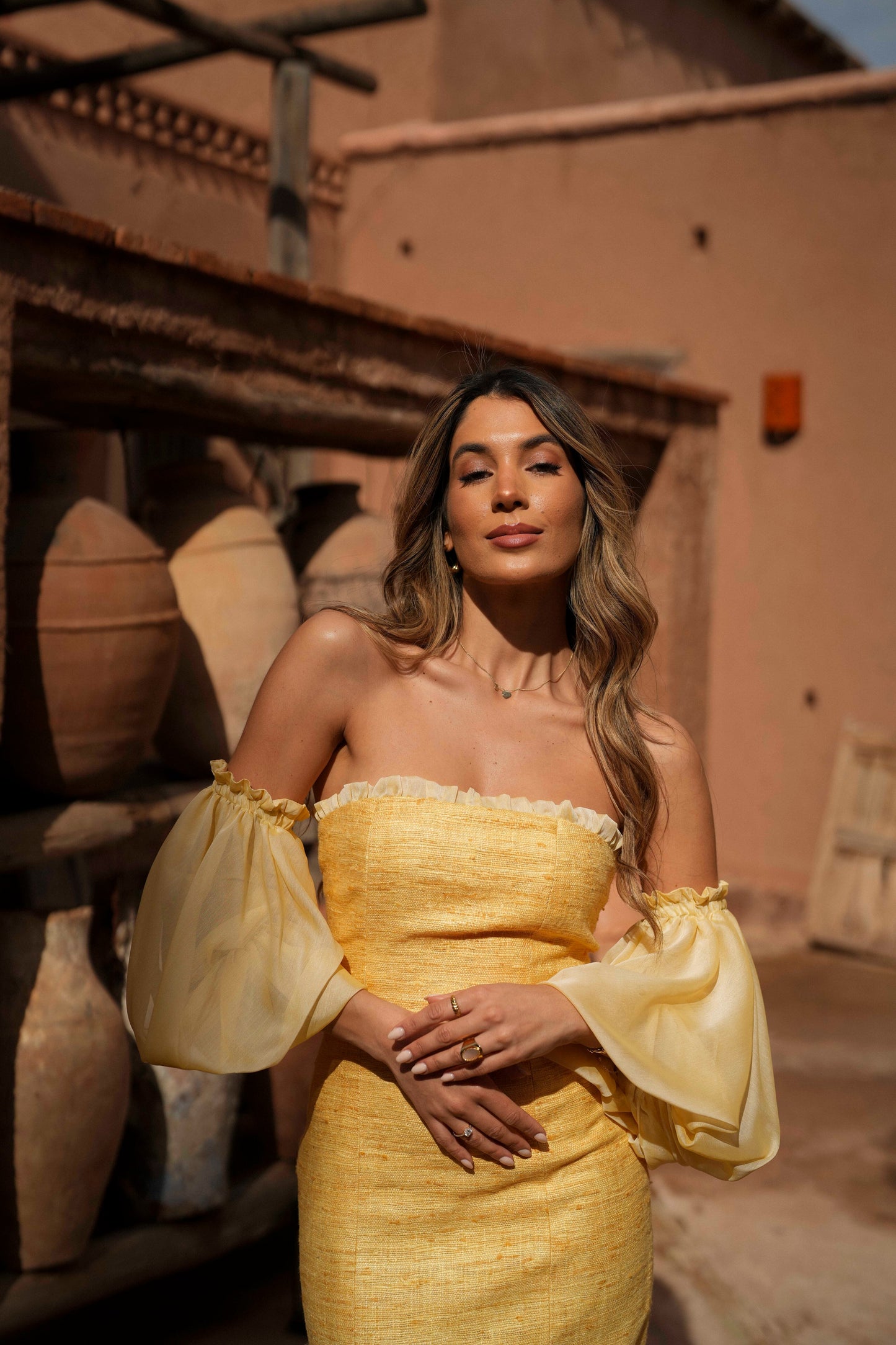 VESTIDO ESMERALDA AMARILLO SEDA
