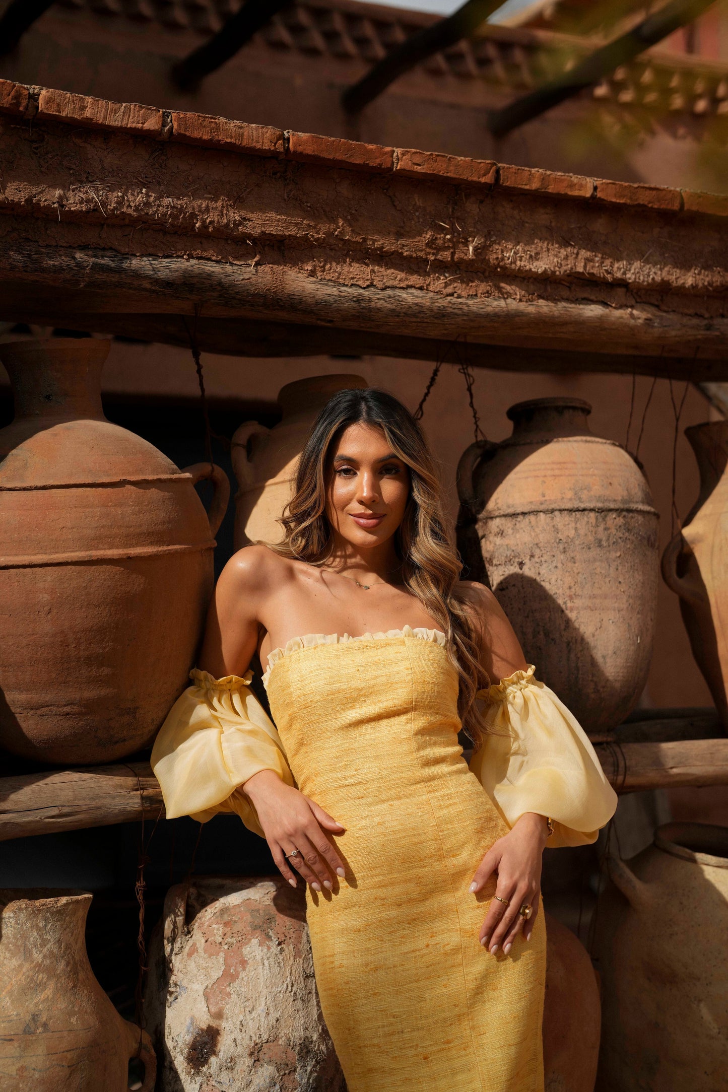VESTIDO ESMERALDA AMARILLO SEDA