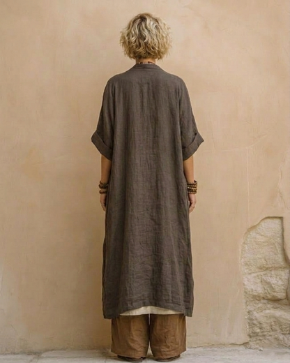Julia- Conjunto de tres piezas «Bohemian Nomad» en gris oscuro y marrón con estampado tribal